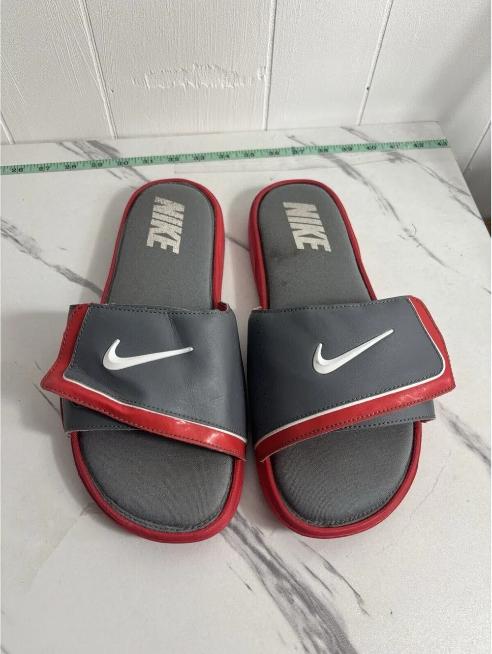 Nike COMFORT Slide 2 Sandals Slides Mens Size 12 Red Gray White 415205 611 Rare